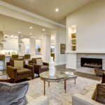 Chic living room design in natural colors and open plan.
