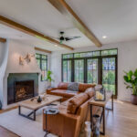 Luxury great room with lots of glass windows