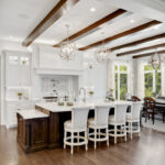 Kitchen Island w white barstools