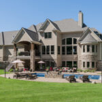 House with swimming pool with a clear blue sky